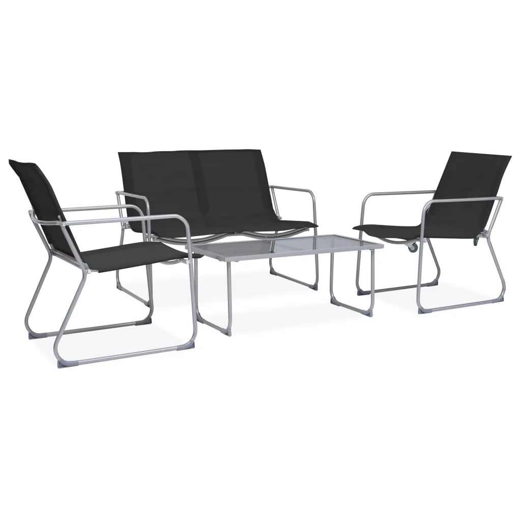 Set Divano da Giardino 4 pz in Tessuto e Acciaio Nero cod mxl 34572