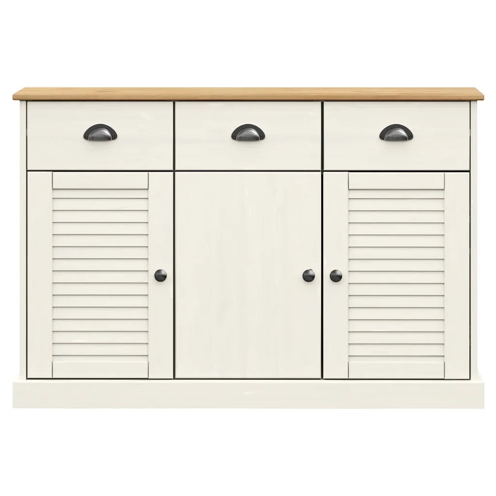Credenza Cassetti VIGO 113x40x75 cm Legno Massello Pino Bianco 353191