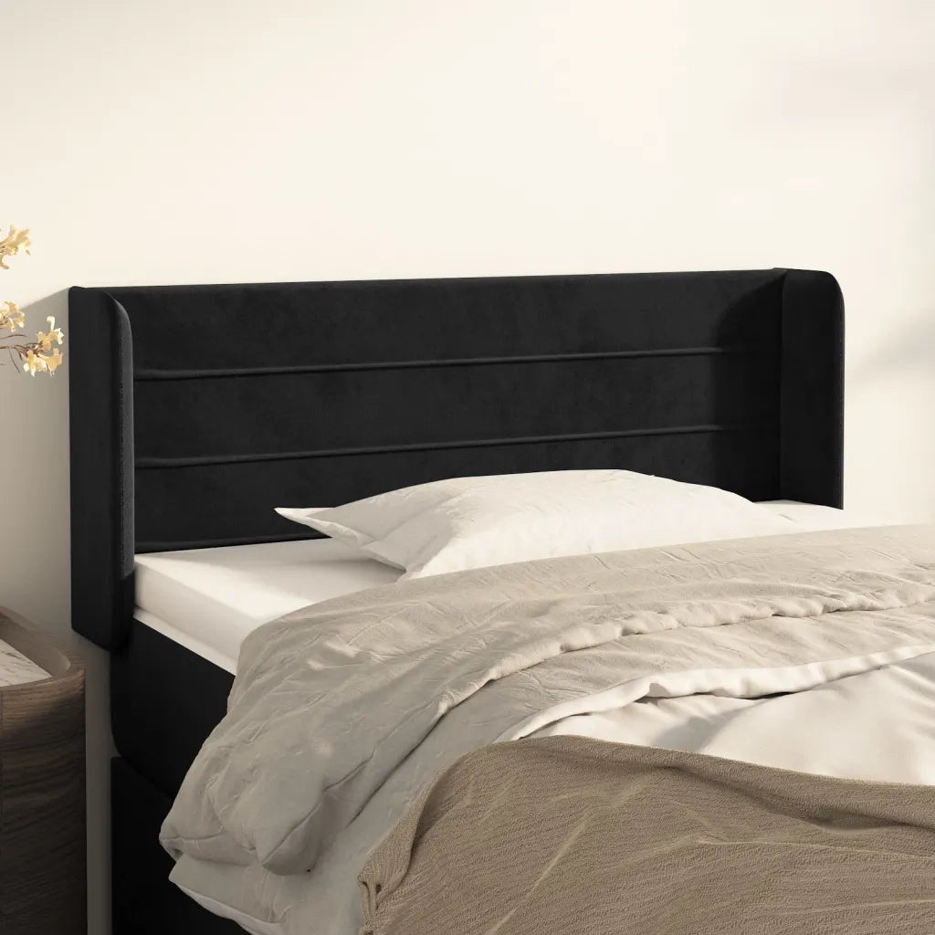 Testiera ad Orecchio Nera 83x16x78/88 cm in Velluto 3118940