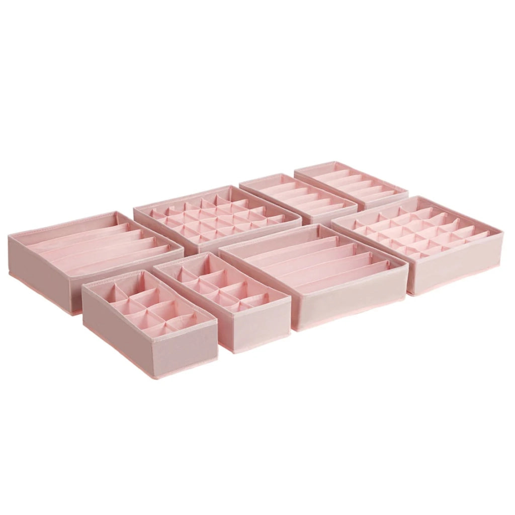 Contenitori pieghevoli per biancheria intima set di 8 divisori per cassetti organizer per cassetti per mutandine reggiseni calzini cravatte rosa 12_0004486