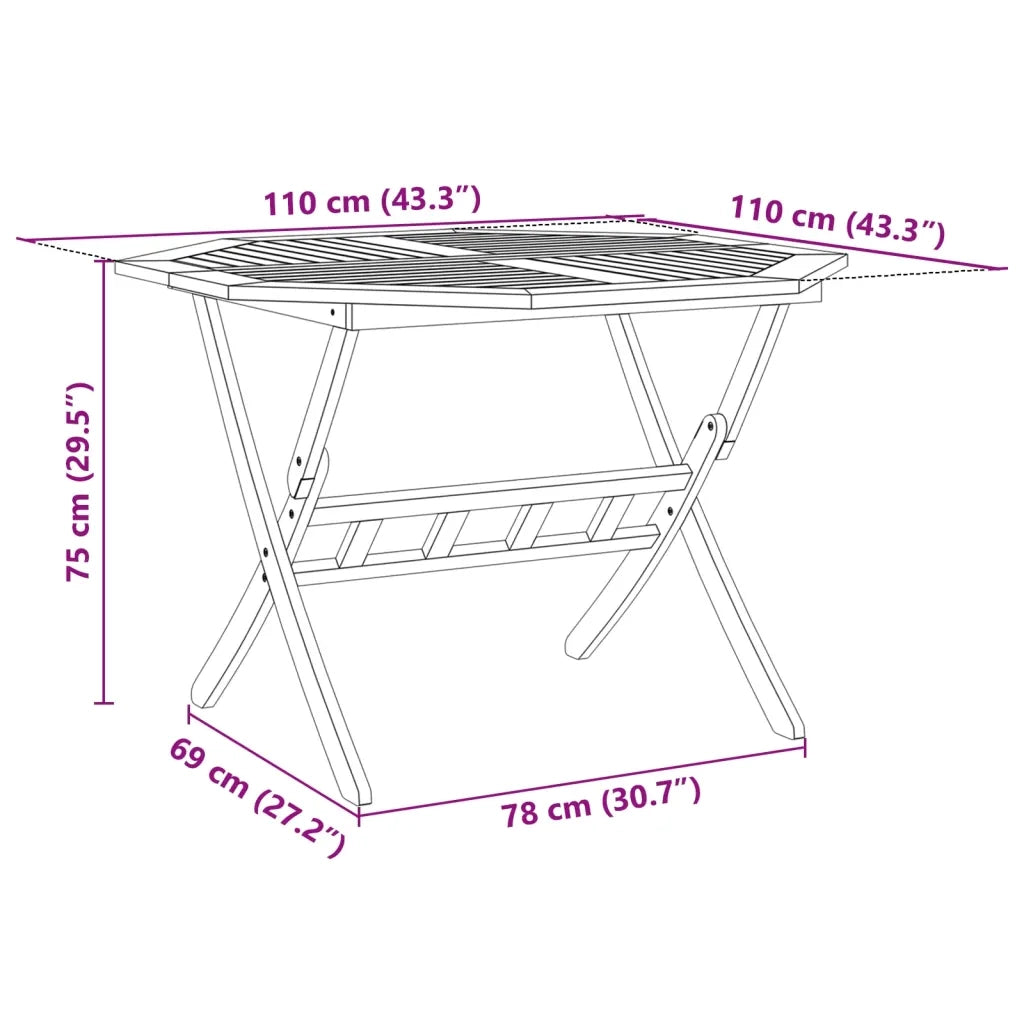 Set Pranzo da Giardino Pieghevole 5pz Legno Massello di Acacia 3295248