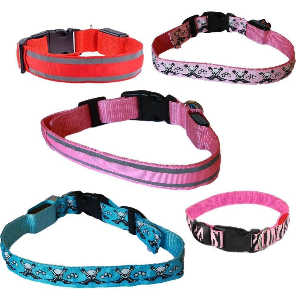 Trade Shop - Collare Per Cane Cani A Led Luminoso Sicurezza Led Notturno Clip Fantasia Tg.l -