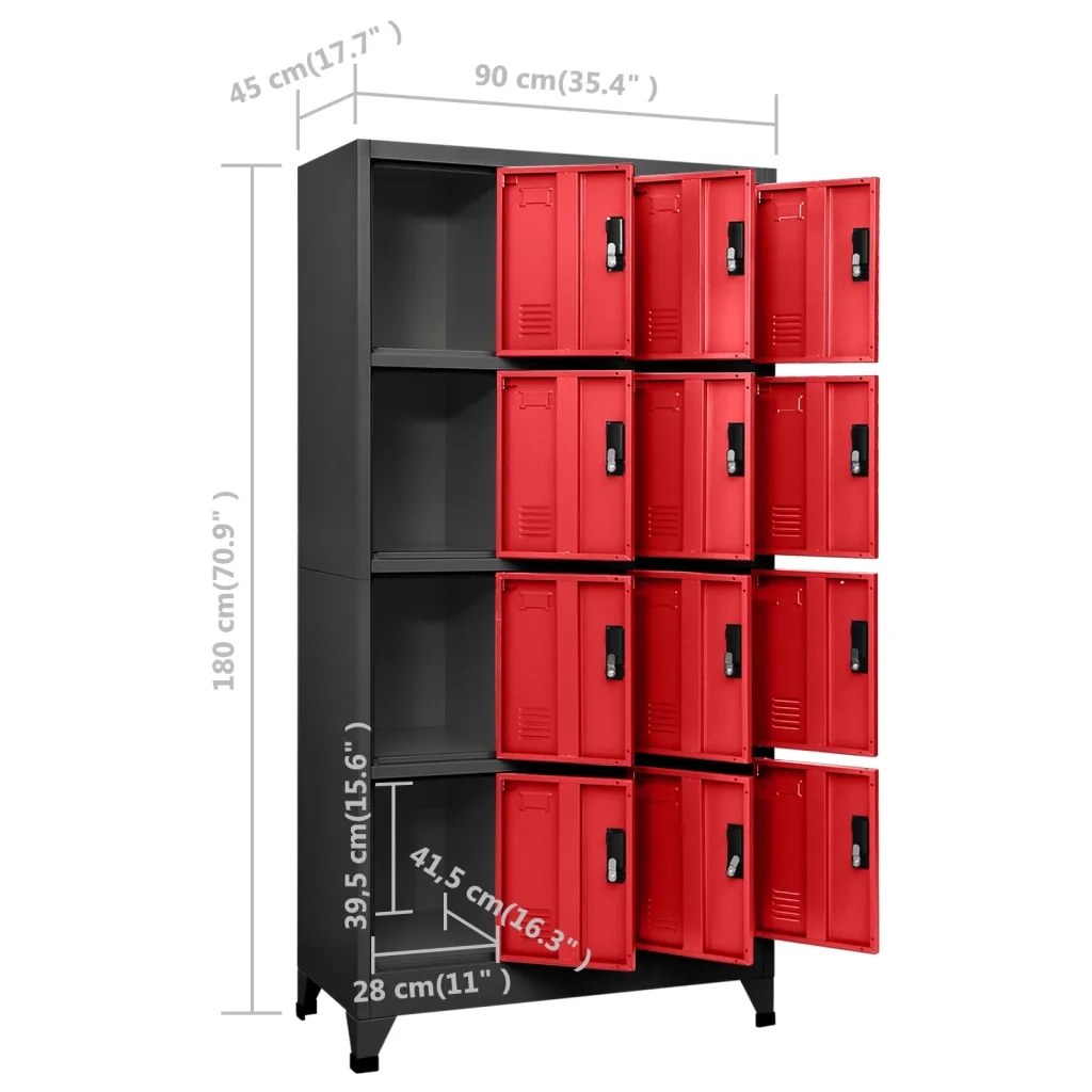 Armadietto moderno con anta con serratura 90 x 45 x 180 cm acciaio antracite 02_0047028