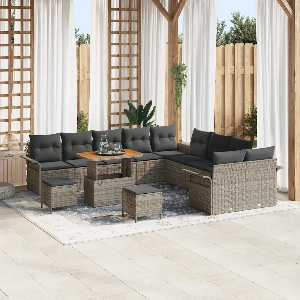 Set Divano da Giardino con cuscino 13 pcs Grigio polyrattan 3362198