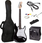 Chitarra Elettrica Completa con Amplificatore - Set di Chitarra Elettrica con Corde, Manico, Pattuglia e Cavo - Chitarra Elettrica per Adulti - Nero