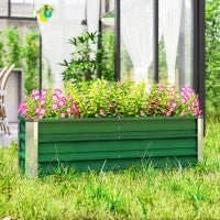 Fioriera da Giardino Senza Fondo con 2 Aree di Coltivazione, in Acciaio, 125x47x40 cm, Verde
