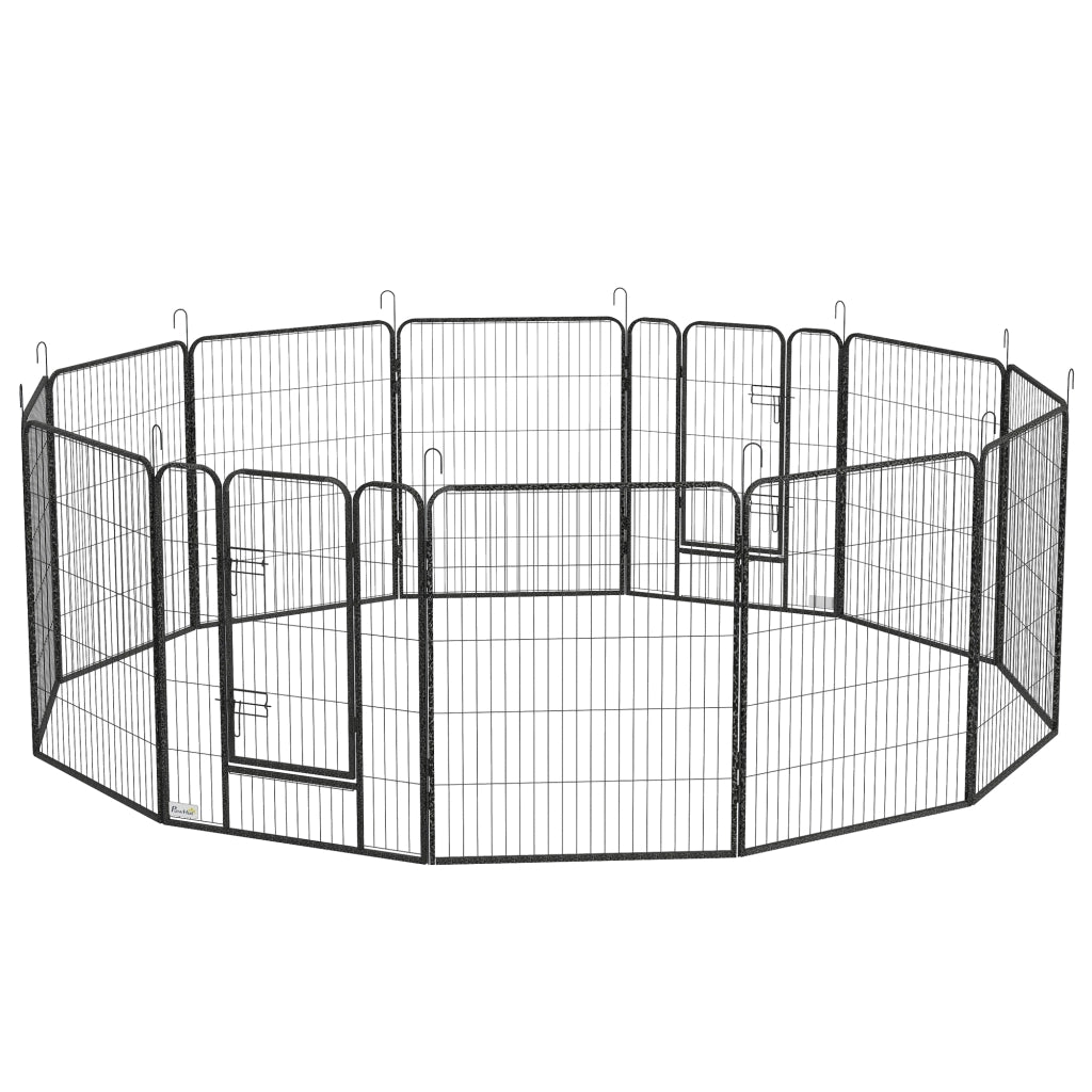 Recinto per cani pieghevole con 2 porte ¨C zephmum ¨C grigio metallo 80x100 cm