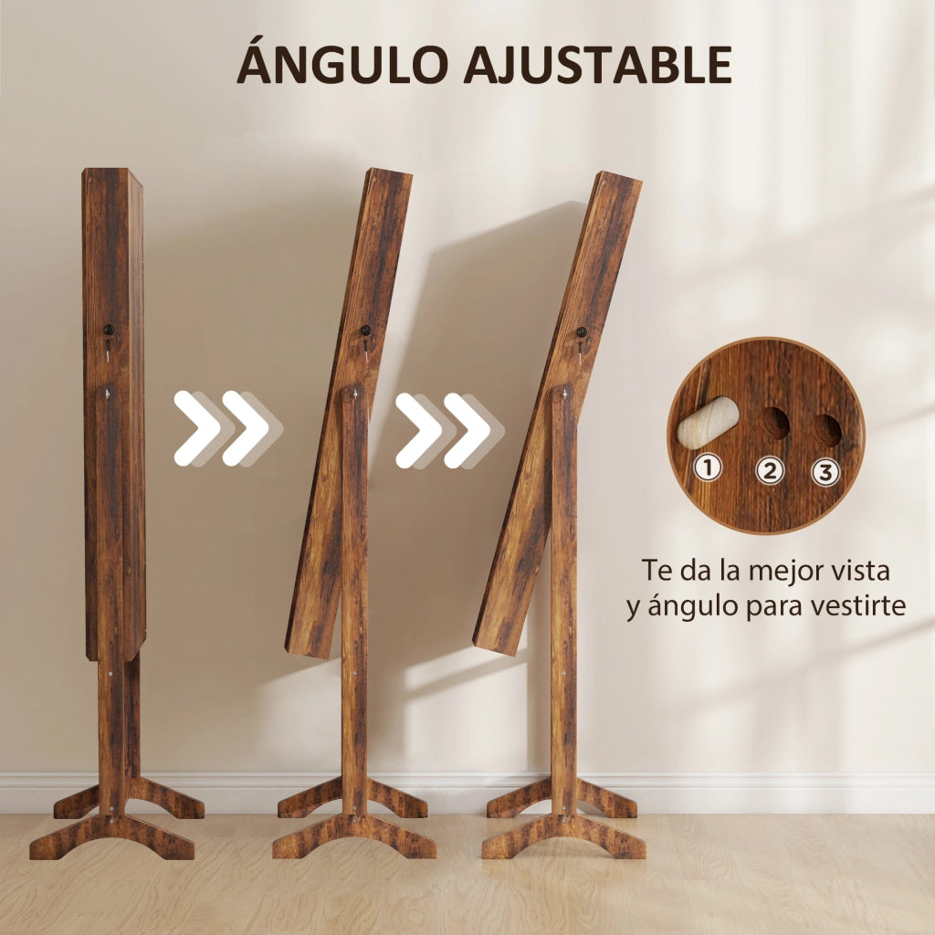 Specchio Cassettiera con Luci LED Inclinabile ¨C Zephmum ¨C Marrone 60x40x138 cm