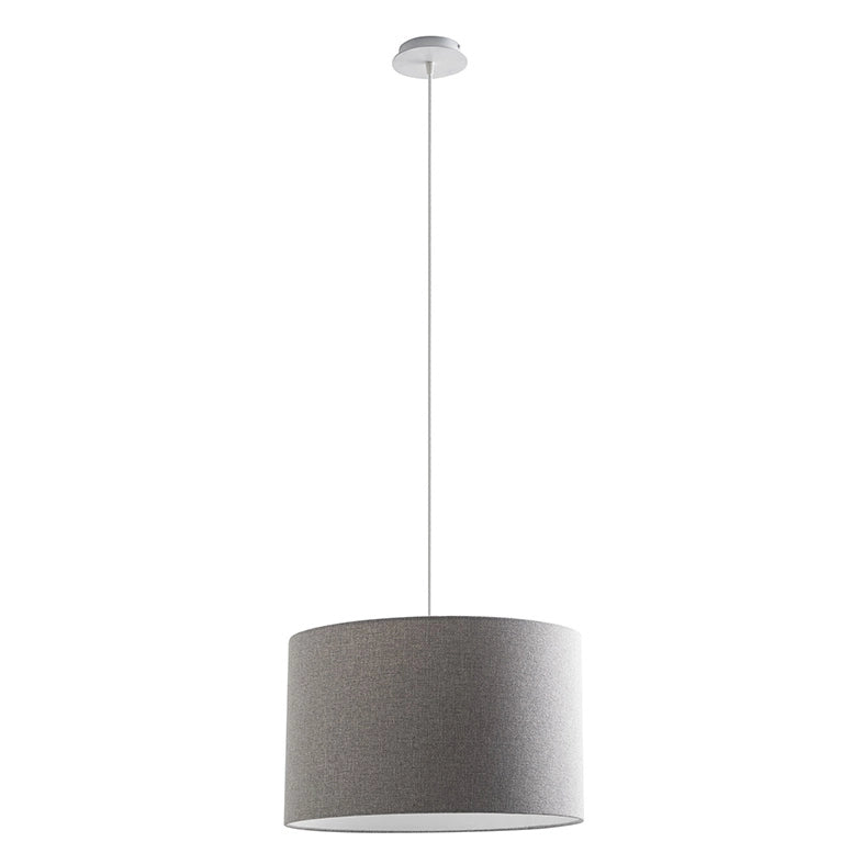 Lampada a Sospensione Vivien Rossini Group con Paralume Cilindrico Grigio - Struttura in Metallo Bianco - Attacco E27, Potenza 75W, IP20