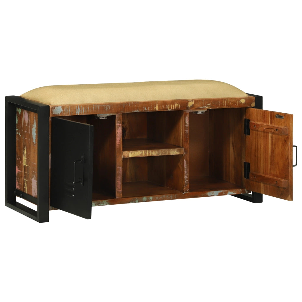 Panchina Cabinet Multicolore 100x35x50 cm Legno Massello di Recupero