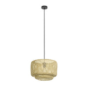 Lampadario A Sospensione Vintage Hettonle Acciaio Nero Legno 1 Luce E27