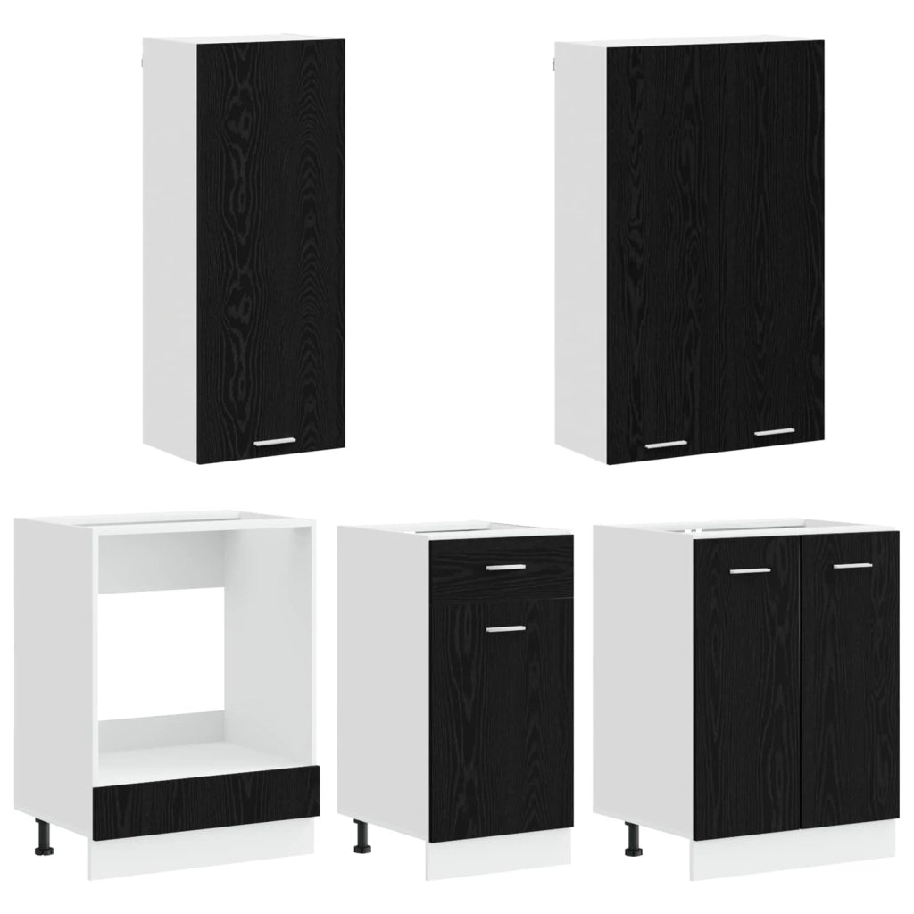 Unità Cucina LYON 5 pcs Rovere Nero Legno ingegnerizzato 3438228