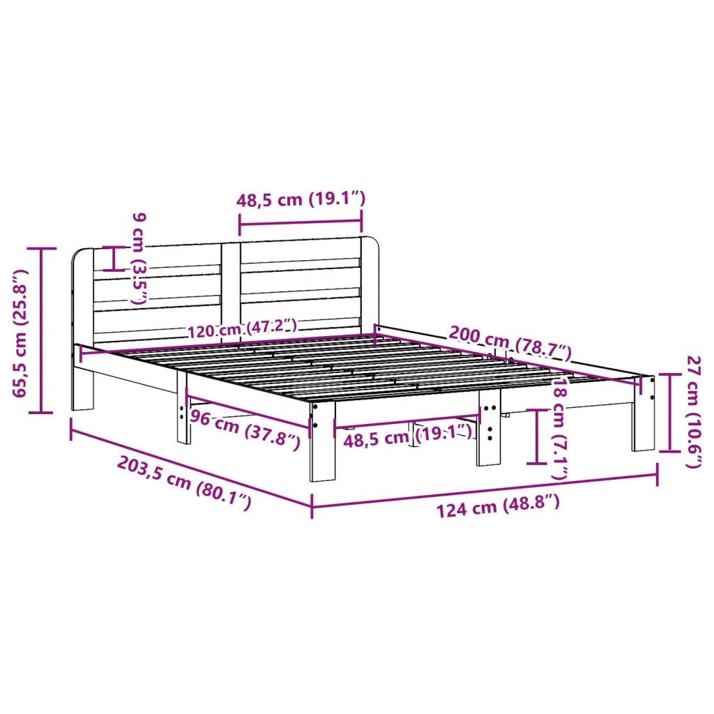 vidaXL Letto senza Materasso 120x200 cm in Legno Massello di Pino