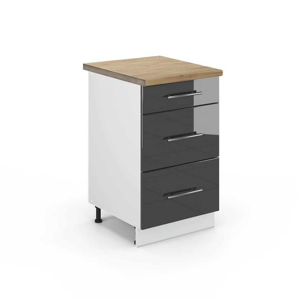 Mobiletto base per cucina Fame-Line Antracite lucido/Bianco 50 cm PT Rovere Vicco