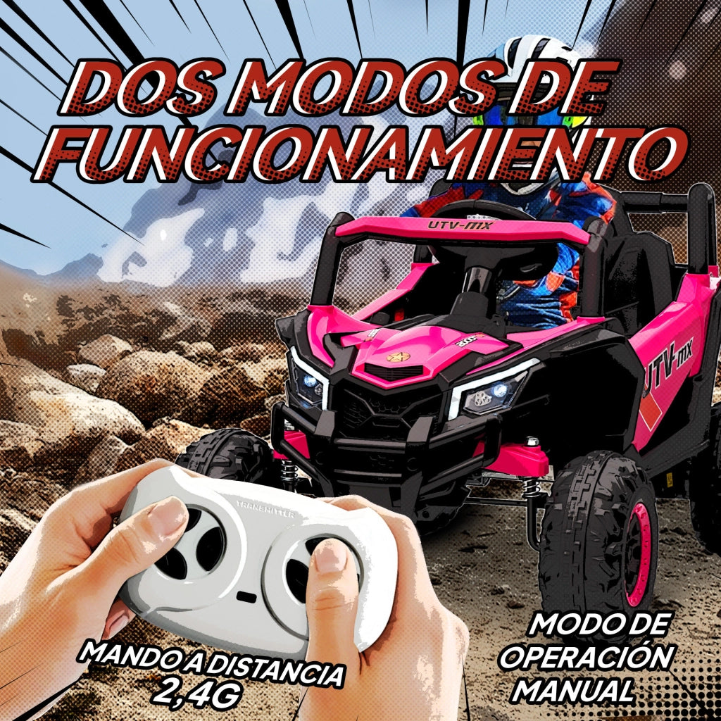 UTV Elettrico per Bambini 12V ¨C Minimal ¨C Rosa, 2 Motori, Controllo Remoto 2.4G
