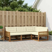 Set di divani da esterno con cuscino 4 pcs Naturale e Crema