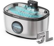 Fonte per cani da 5L, fonte per cani in acciaio inossidabile con sensore LED, fonte per gatti a batteria senza fili con 4000 mAh, filtrazione a 4 livelli