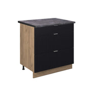 Vicco Mobiletto base per cucina Nero a righe 80 cm con 3 cassetti, PL Antracite