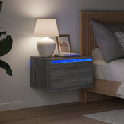 Comodino a Parete con luci LED Grigio Sonoma 836836