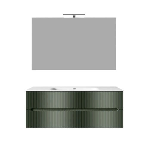 Composizione mobile bagno sospeso con cassetti cm 120 cannettato mod. STICK - Verde Bosco