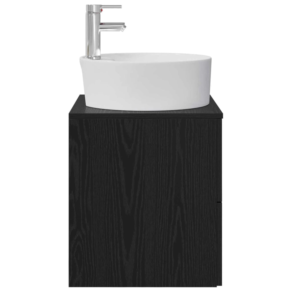 Mobile Lavabo da Parete Rovere Nero 49,5 x 44,5 x 65 cm 890295