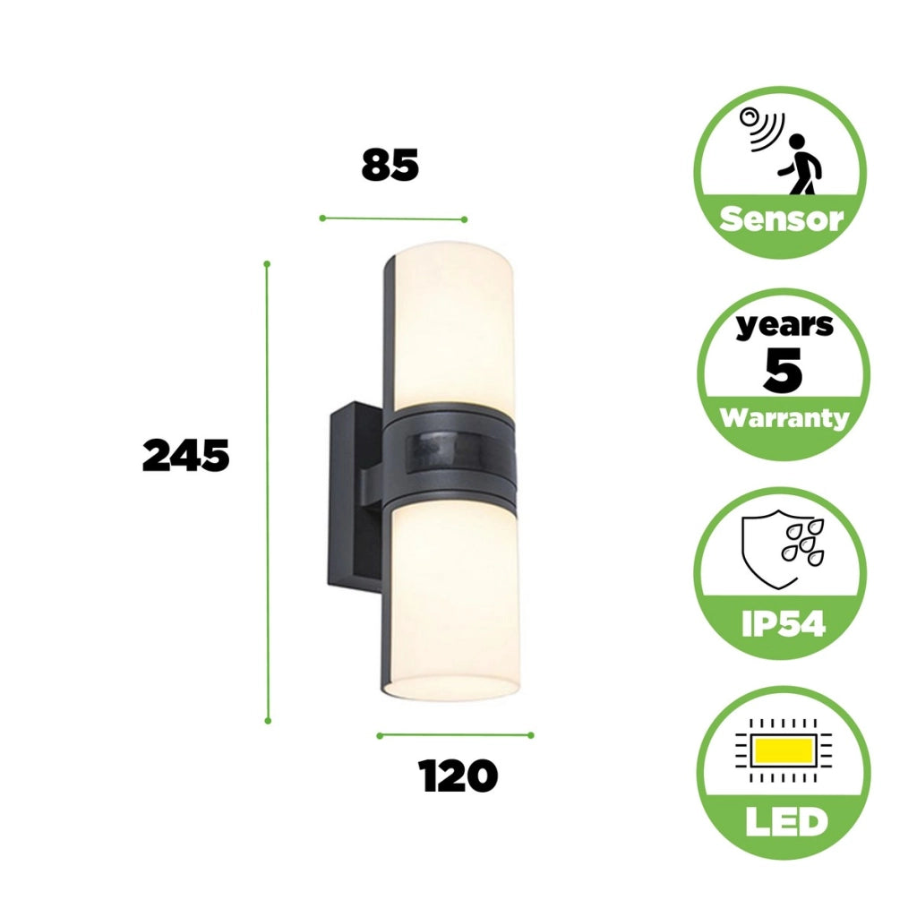 Applique esterna CYRA LED 15W sensore antracite Lutec