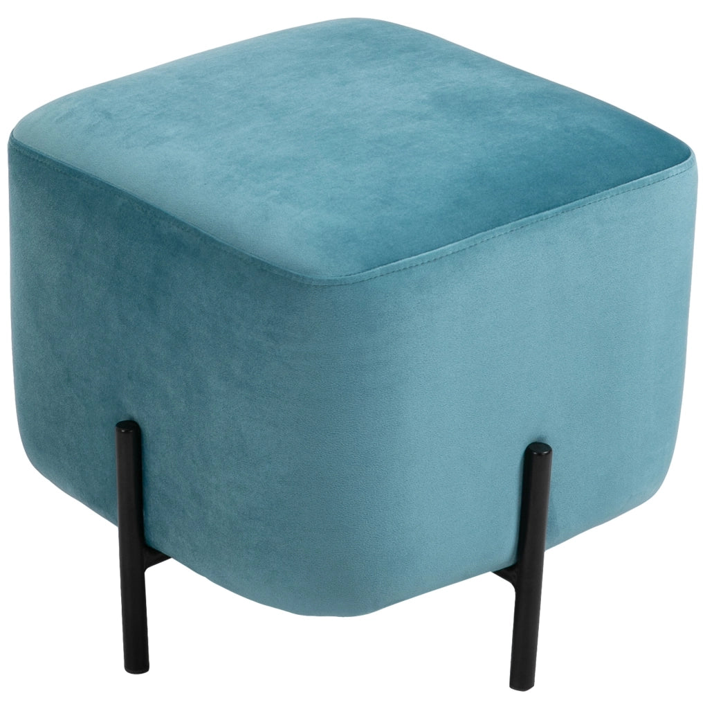 Pouf sgabello 44,5 x 44,5 x 41,5 cm turchese – seduta aggiuntiva versatile