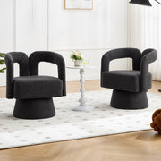 POLTRONA girevole 360° 67x55x74 cm in bouclé grigio scuro