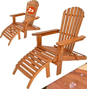 2x Sedia Prendisole Adirondack Sdraio 2 Poggiapiedi Pieghevole Giardino Mare Legno Acacia