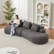 Divano modulare 3 posti ¨C Minimal ¨C grigio tessuto chenille design a mezzaluna