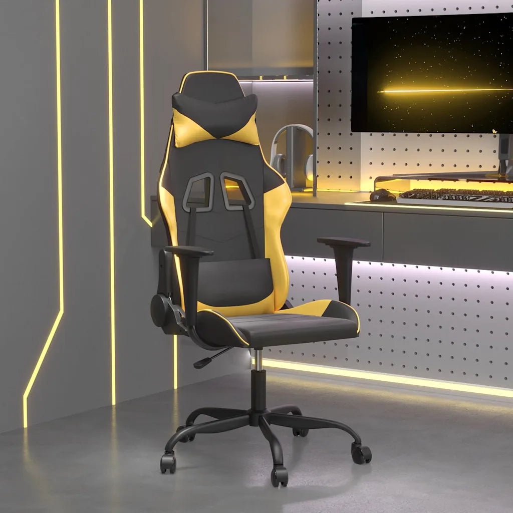 Sedia da Gaming Massaggiante Nero e Oro in Similpellecod mxl 89905