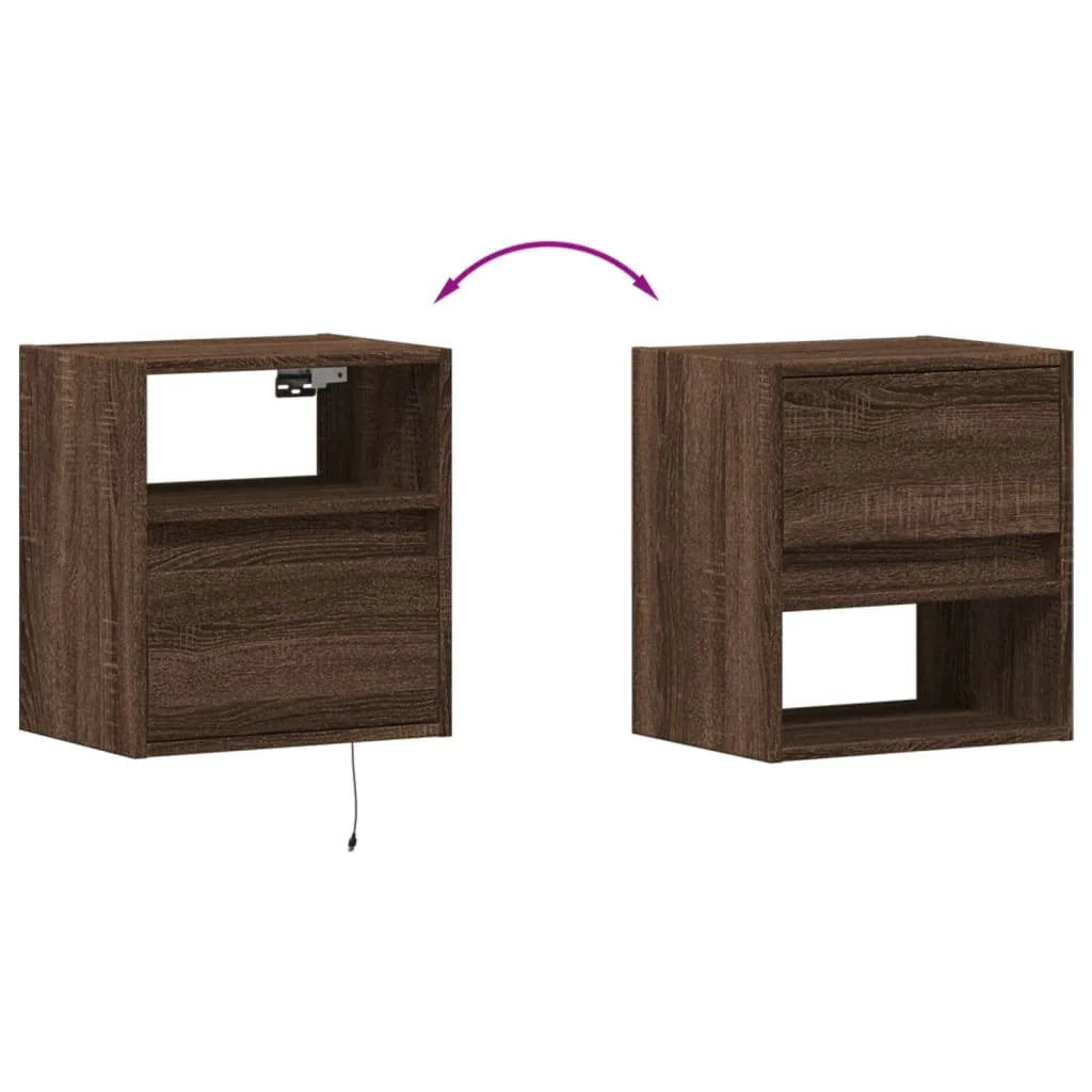 Mobile TV multimediale mensola TV credenza mobile TV parete attrezzata per sala da pranzo soggiorno camera da letto con luci LED rovere 41 x 31 x 45 cm marrone 02_0027951