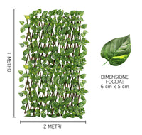 Siepe Artificiale Legno Salice Naturale Con Foglie Edera Finta Traliccio Estensibile 1 x 2 Mt Divisorio Ringhiera Frangivento Frangivista