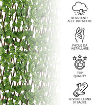 Siepe Artificiale Legno Salice Naturale Con Foglie Edera Finta Traliccio Estensibile 1 x 2 Mt Divisorio Ringhiera Frangivento Frangivista