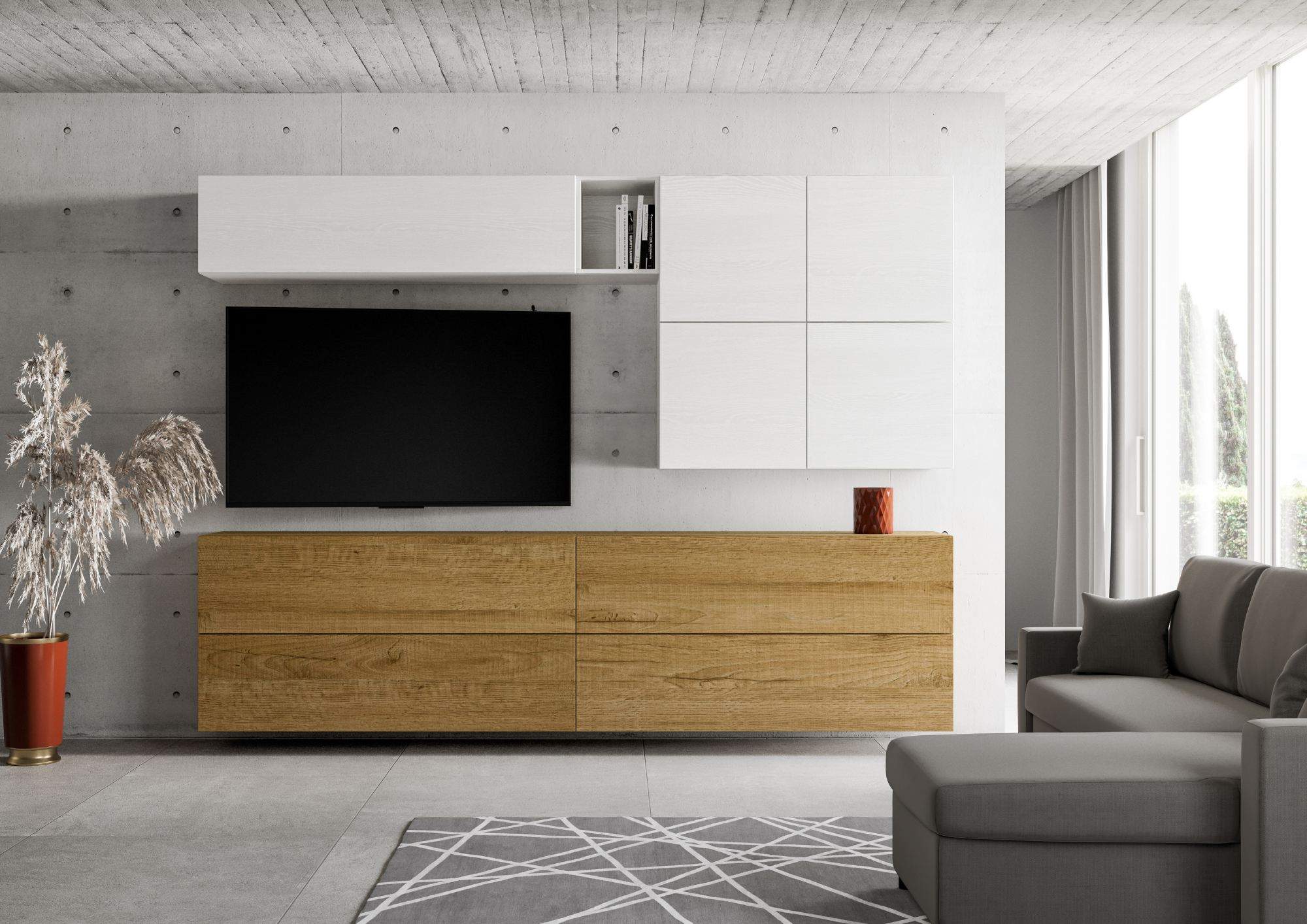 Composizione parete soggiorno A151 L.308 - ISOKA