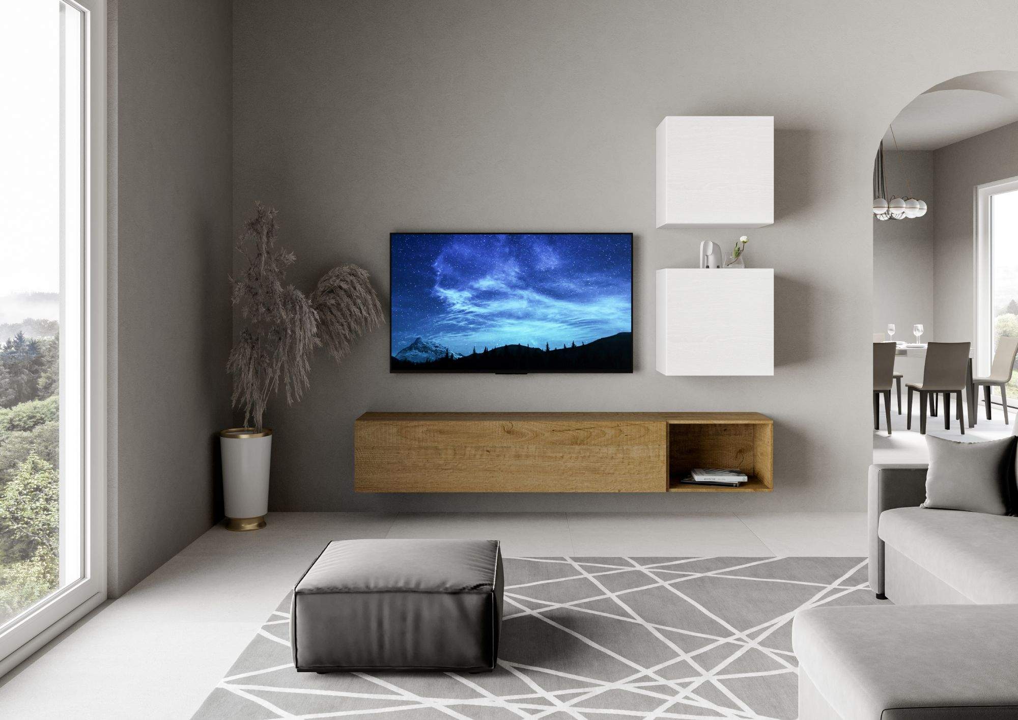 Composizione parete soggiorno A115 L.234 P.39,2 - ISOKA