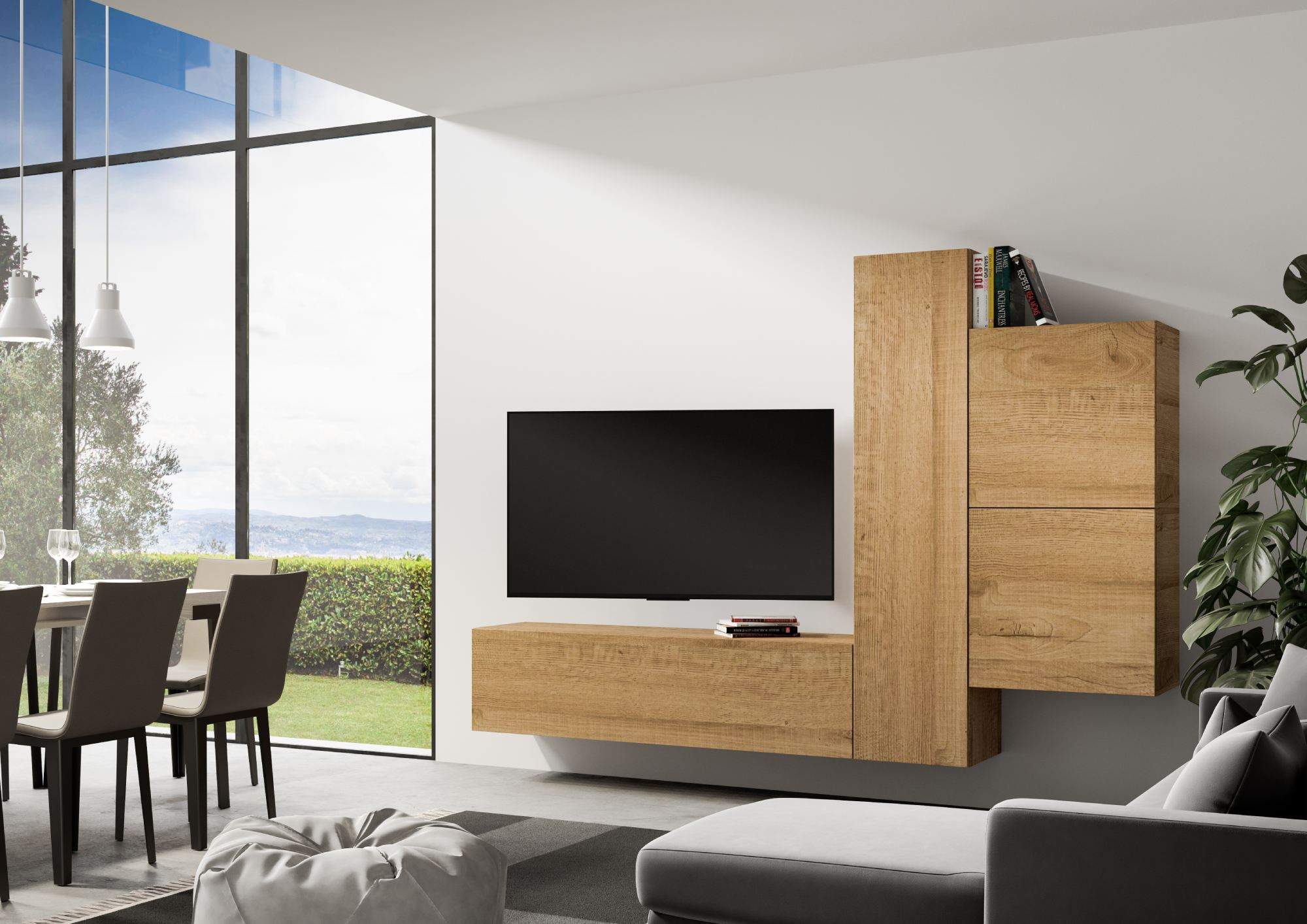 Composizione parete soggiorno A112 L.254 H.173,6 P.39,2 - ISOKA