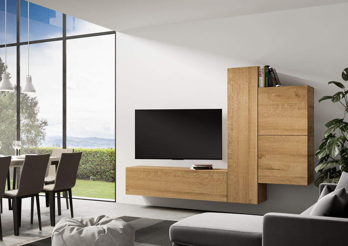 Composizione parete soggiorno A112 L.254 H.173,6 P.39,2 - ISOKA