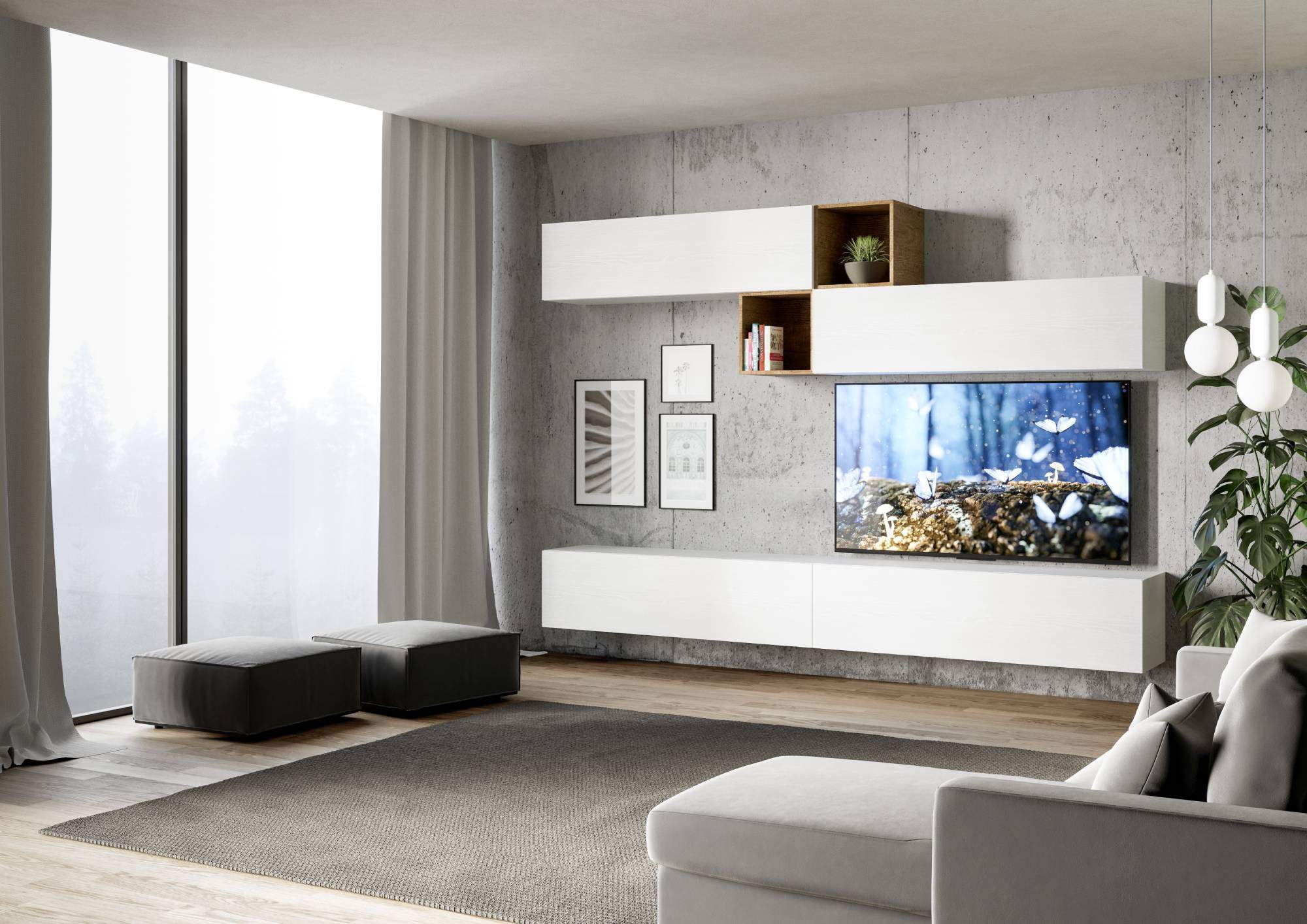 Composizione parete soggiorno A110 L.308 P.39,2 - ISOKA