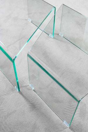 Coppia tavolini in vetro Mercury L.70 P.60 H.36 uniti L.110 P.60 H.36