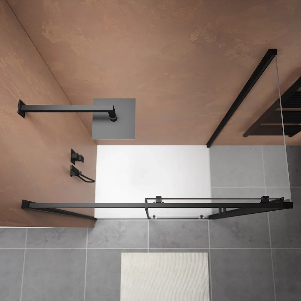 Box doccia 100x80 cm scorrevole vetro 6mm trasparente profili nero opaco h185 | Tonga