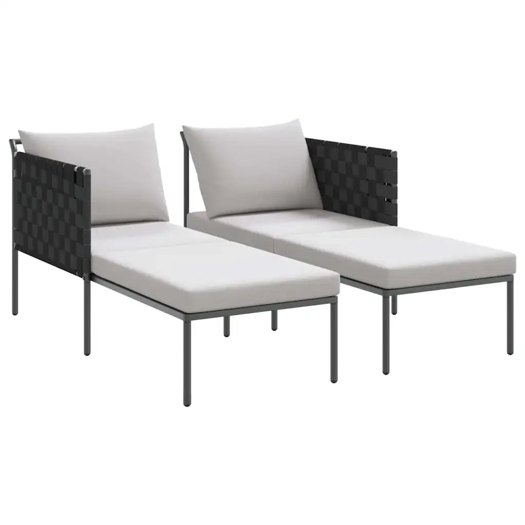 Lettino da Sole con cuscino Antracite 153 x 115 x 69.5 cm 42004134