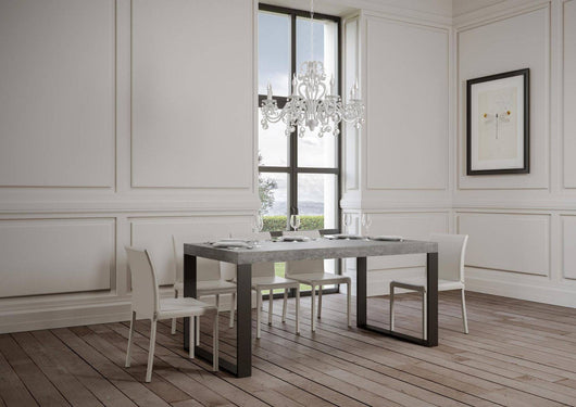 Tavolo da Pranzo Tecno Fix 90x180 fisso in Nobilitato e Ferro Colore: Cemento