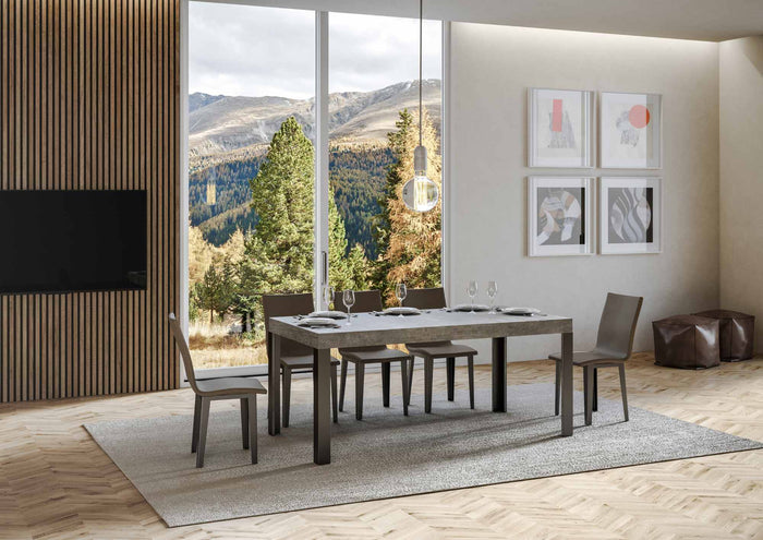 Tavolo da Pranzo Fix 90x180 in Nobilitato e Ferro Colore: Cemento