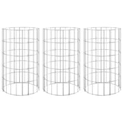 Gabbione rialzato circolare 3 pezzi acciaio zincato Ø30 x 50 cm argento 02_0039900