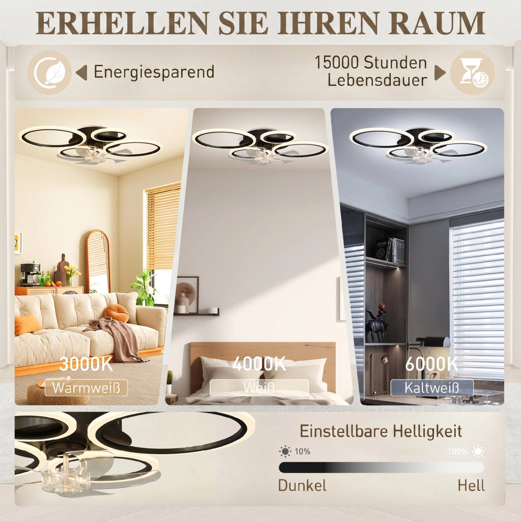 Ventilatore a Soffitto con Luce e Telecomando ¨C Xylo ¨C Grigio 77 cm