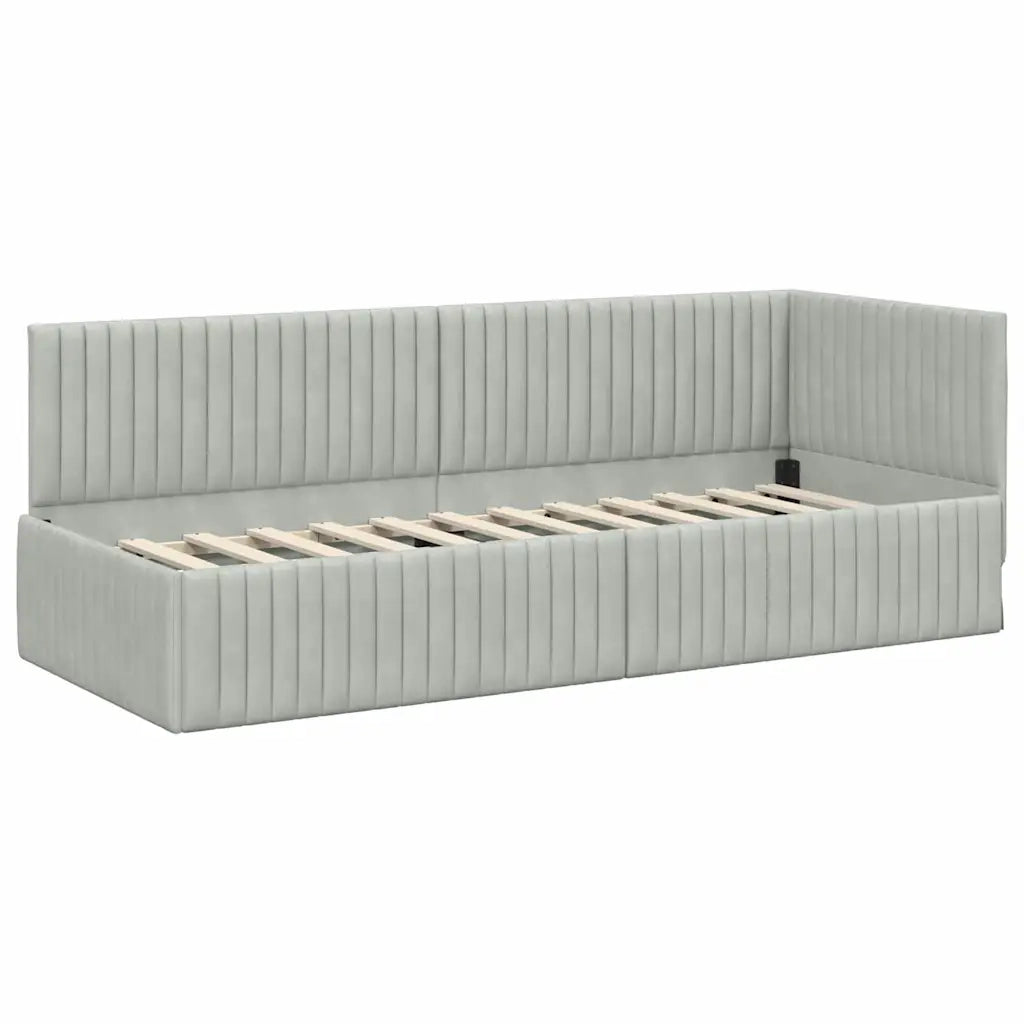 Letto singolo | Letto per adulti | Cornice del letto ad angolo Grigio chiaro 80 cm x 200 cm