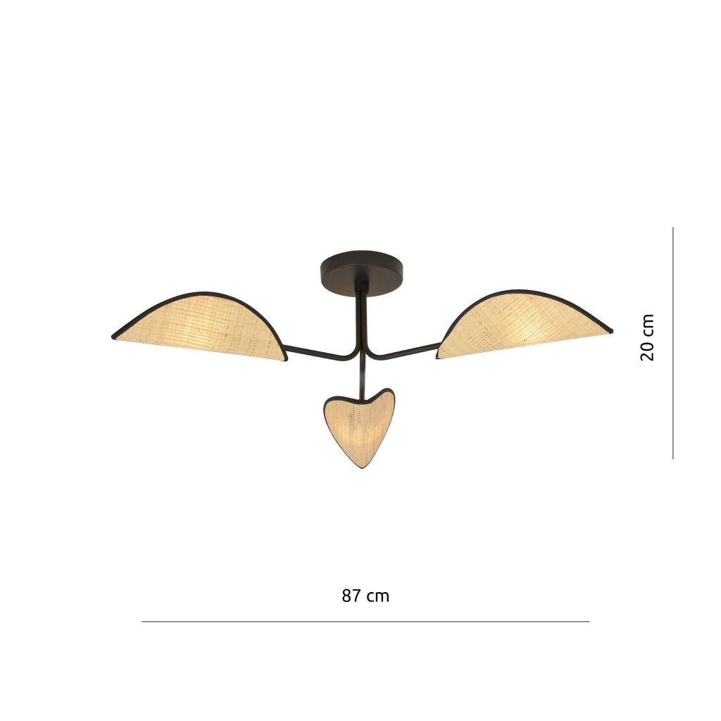 Plafoniera Emibig Gomez 3 rattan nero 3xE14 dimmer