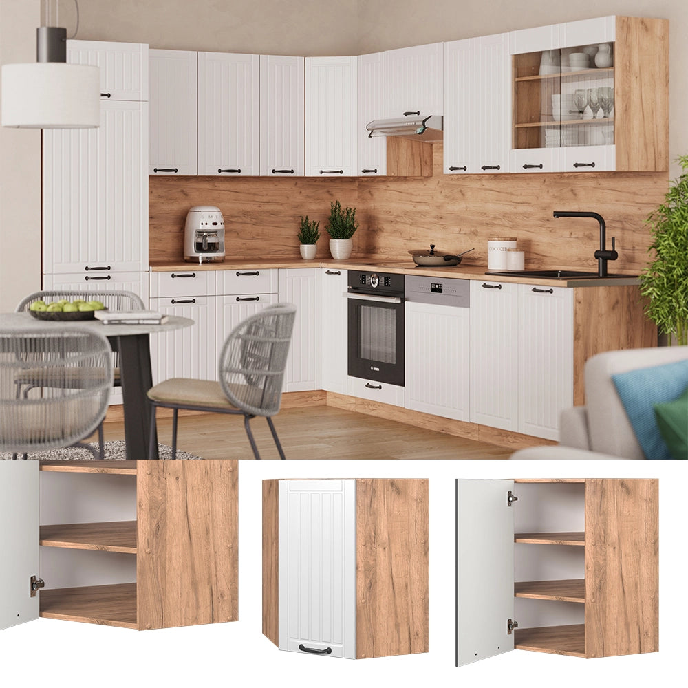 Vicco Mobile angolare da cucina Bianco casa di campagna 57 cm