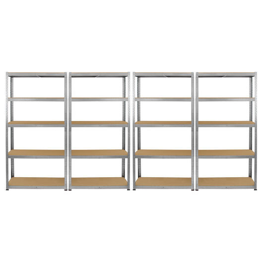4 Scaffali in Acciaio Senza Bulloni Galwix Grigi Larghi 90cm per Magazzino e Box